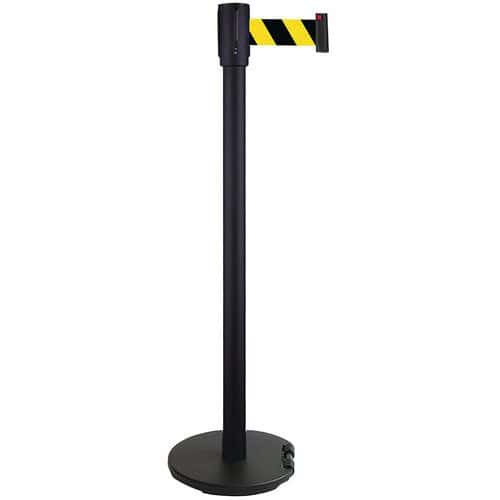 Poste negro con correa 2 m - Base de ruedas - Manutan Expert