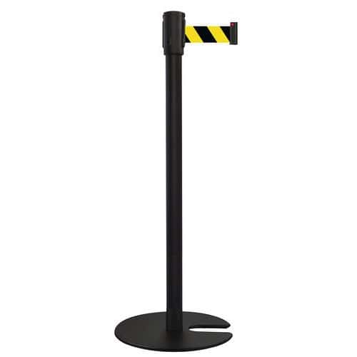 Poste negro con correa 2 m - Base apilable - Manutan Expert