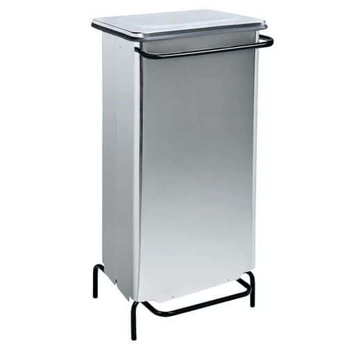 Papelera estática con pedal inox. brillante 110 L