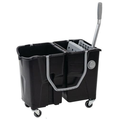 Carro de lavado con doble cubo 2 x 15 L con escurridor plano - Manutan Expert