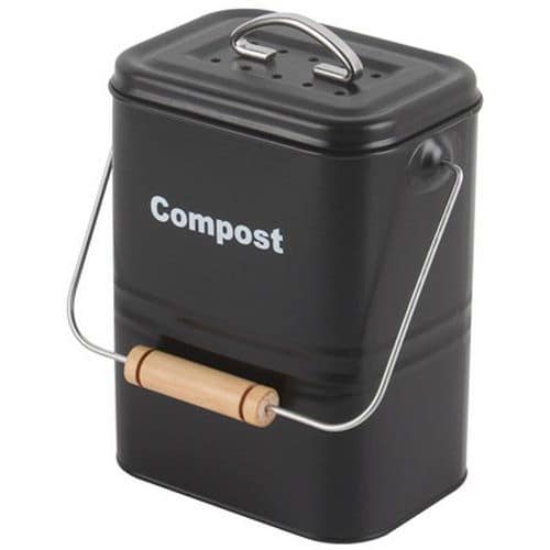 Cubo de compostaje con filtro de carbón negro - 3 L - Negro