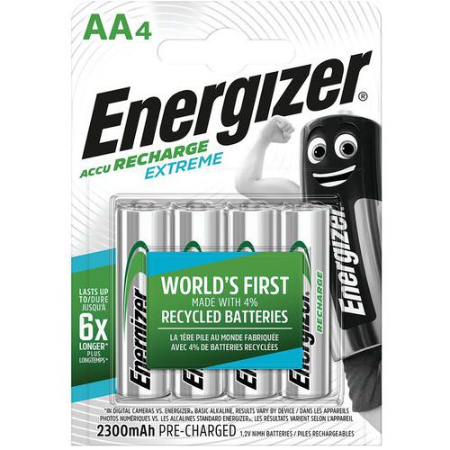 Pila recargable reciclada Extreme - AA/LR06 - Lote de 4 - Energizer