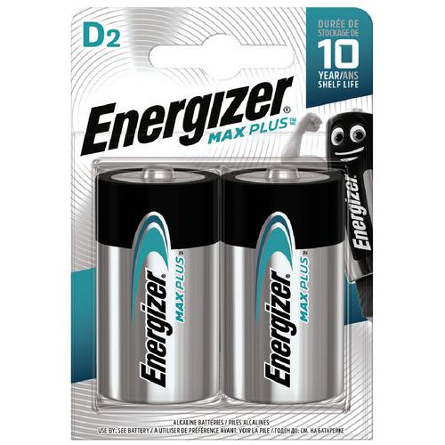 Pila alcalina Max Plus D/LR20 FSB2 - Lote de 2 - Energizer