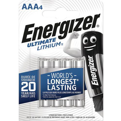 Pilas de litio Ultimate - AAA/LR03 - 1,5 V - Lote de 4 - Energizer