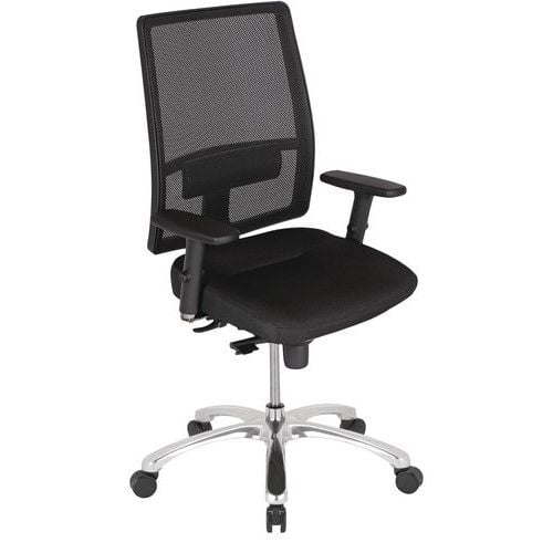 Silla de oficina Bizzi con reposabrazos 3D - Respaldo de malla- Color negro - Nowystyl