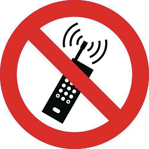 Señal de prohibición - Prohibido activar teléfonos móviles - Aluminio