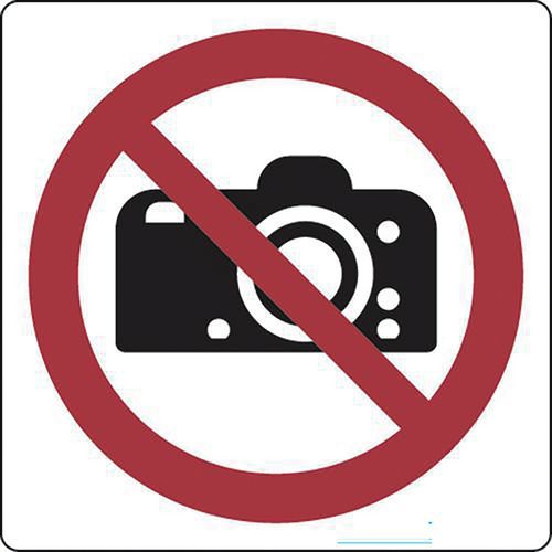 Señal cuadrada de prohibición - Prohibido tomar fotos - Aluminio