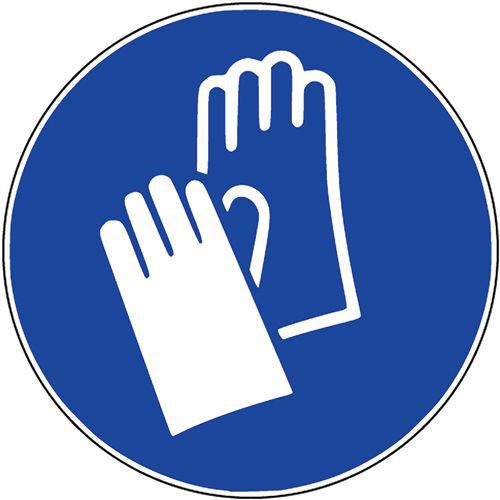 Señal de obligación - Guantes de protección obligatorios - Aluminio