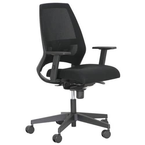 Silla de oficina Kenari - Respaldo malla - Negro - Con reposabrazos - Nowystyl