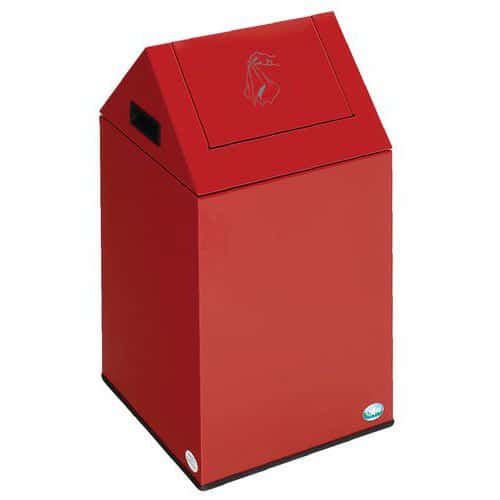 Papelera de acero roja con trampilla basculante PWK 40S - Var