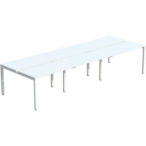 Mesa de escritorio recta compartida patas blancas/ tablero blanco Easydesk - 6 paños - Paperflow