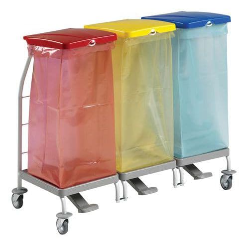 Soporte para bolsas con pedales y tapas - 2 x 70 L, 3 x 70 L y 4 x 70 L - TTS