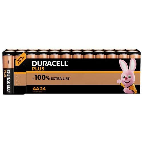 Pila alcalina AA Plus 100 % - 24 unidades - Duracell