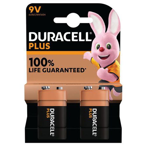 Pila alcalina 9 V Plus 100 % - 2 unidades - Duracell