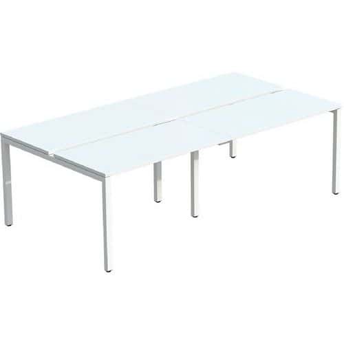 Mesa recta compartida con patas blancas y tablero blanco Easydesk - 4 tableros - Paperflow