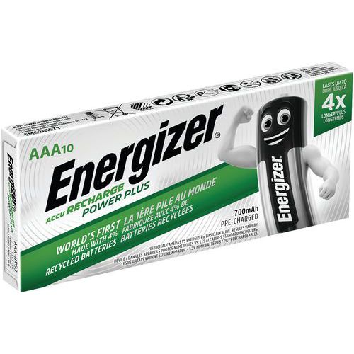 Pila Power Plus recargable - HR03/AAA 700 mAh - Lote de 10 - Energizer