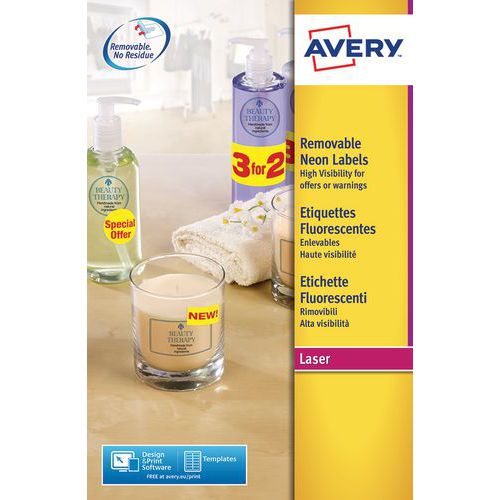 Etiqueta fluorescente reposicionable Avery - Impresión láser