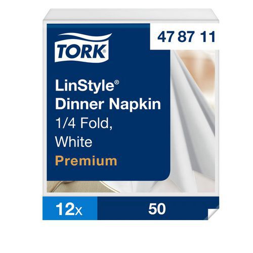 Servilletas Dinner blancas, 12x50 servilletas -Tork Premium LinStyle®