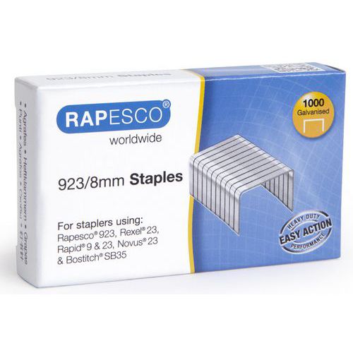 Caja de 1000 grapas 23/8 galvanizadas para grapadora - Rapesco