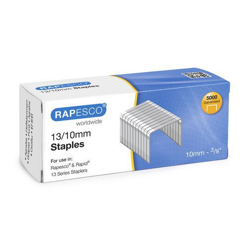 Caja de 5000 grapas 13/10 galvanizadas para clavadora - Rapesco