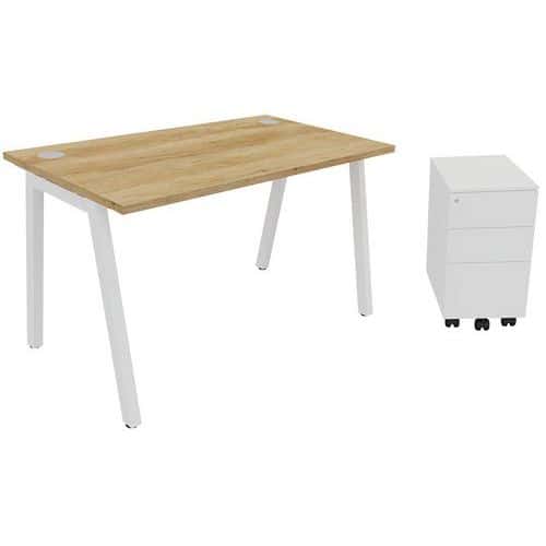 Pack Trendy: mesa 120x70 cm + caj. móvil blanca