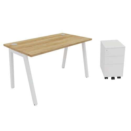 Pack Trendy: mesa 120x70 cm + caj. móvil blanca