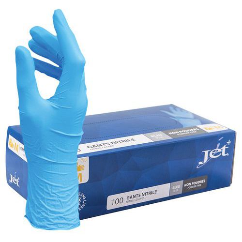 Guantes desechables de nitrilo azules sin polvo - Caja de 100 - MP Hygiène