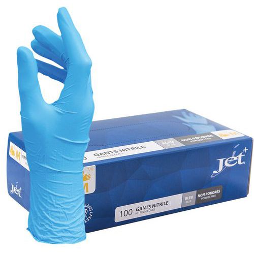 Guantes desechables de nitrilo azules sin polvo - Caja de 100 - MP Hygiène