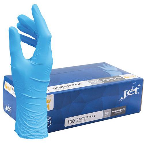 Guantes desechables de nitrilo azules sin polvo - Caja de 100 - MP Hygiène