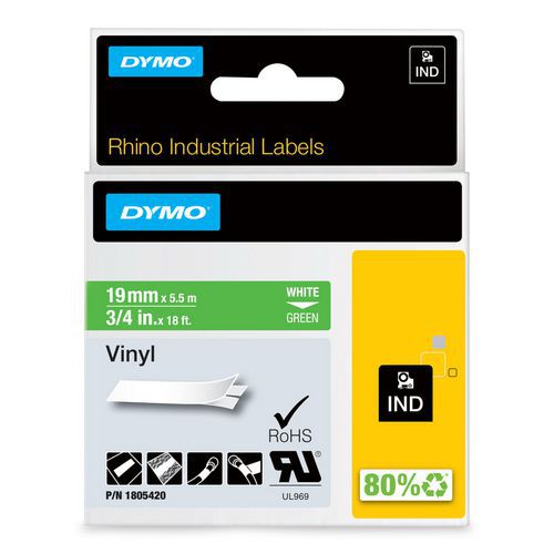 Cinta de etiquetas industriales autoadhesivas de vinilo Rhino - Dymo