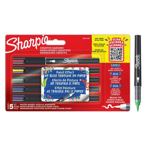 Rotulador creativo con punta de pincel Sharpie Brush, surtido - Sharpie