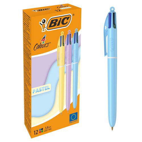 Bolígrafo BIC con 4 colores y cuerpo color pastel - 3 colores surtidos - BIC