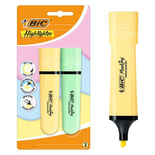 Subrayador plano de punta biselada Bic Marking - Pastel - Bic