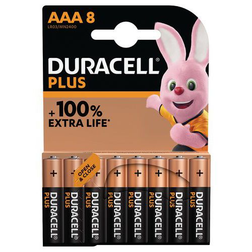 Pila alcalina AAA Plus 100 % - 4 - 8 o 12 unidades - Duracell