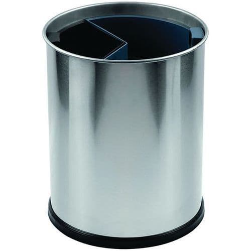 Papelera de recogida selectiva de acero inoxidable de 13 L - 2 cubetas interiores de 6,6 L/3,3 L - Probbax