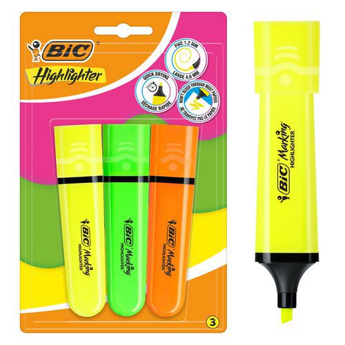 Subrayador plano de punta biselada Bic Marking Fluo - Bic