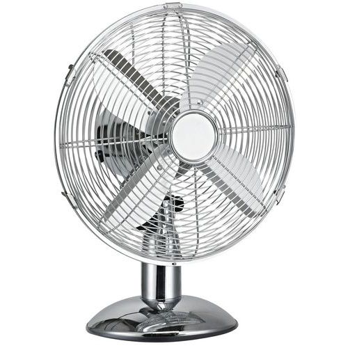 Ventilador de mesa de metal cromado de 25 cm - Manutan Expert