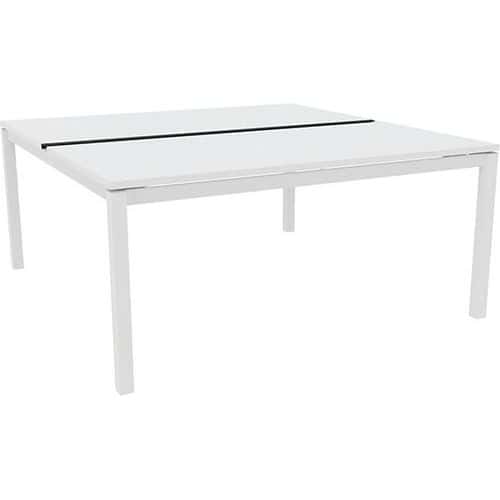 Escritorio bench X4 con tablero deslizante blanco/patas blancas