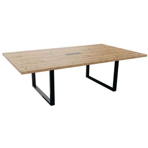 Mesa de conferencias de 240 x 140 cm con patas negras en forma de cinta