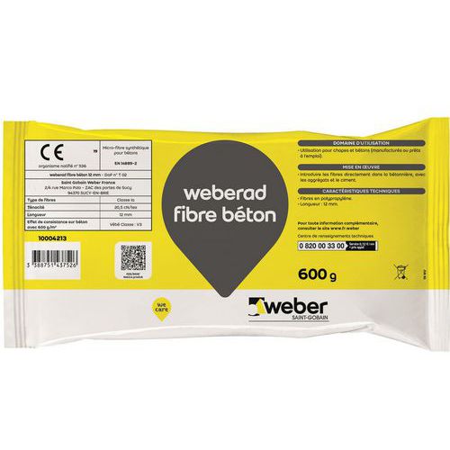 Fibra de hormigón Weberad de 12 mm - 600 g - Weber Saint Gobain