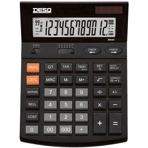 Calculadora de escritorio 30666 - Pantalla de 12 dígitos XLarge - Desq